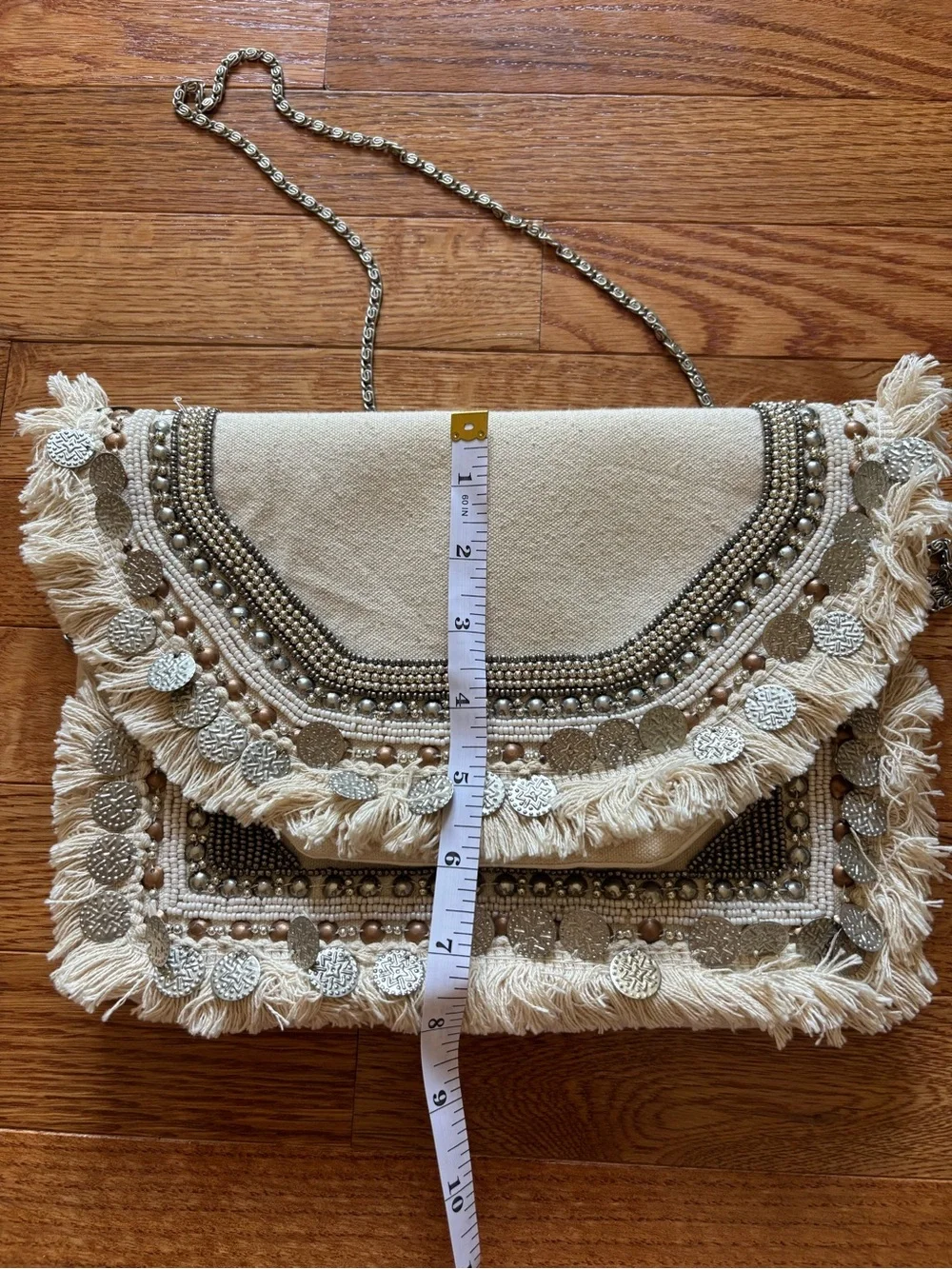 Boho Tassel Crossbody Bag in Cream
